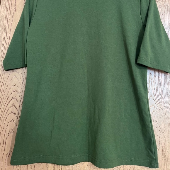 Women’s Green Mock Neck Short Sleeve Casual Shirt Sz-M - Picture 3 of 6